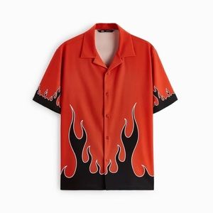 ZARA // flame fire shirt